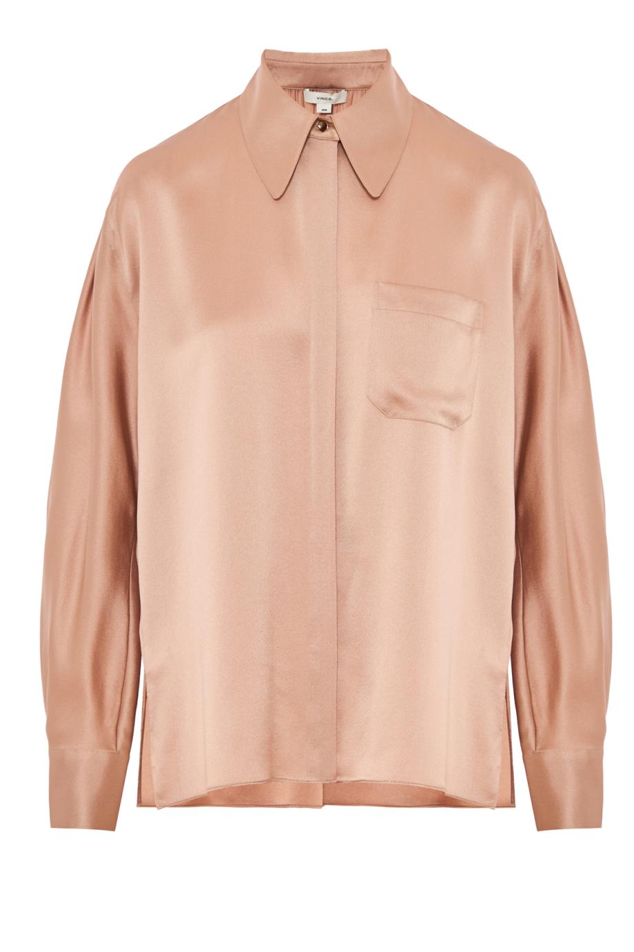 Silk dolman-sleeve blouse in blush