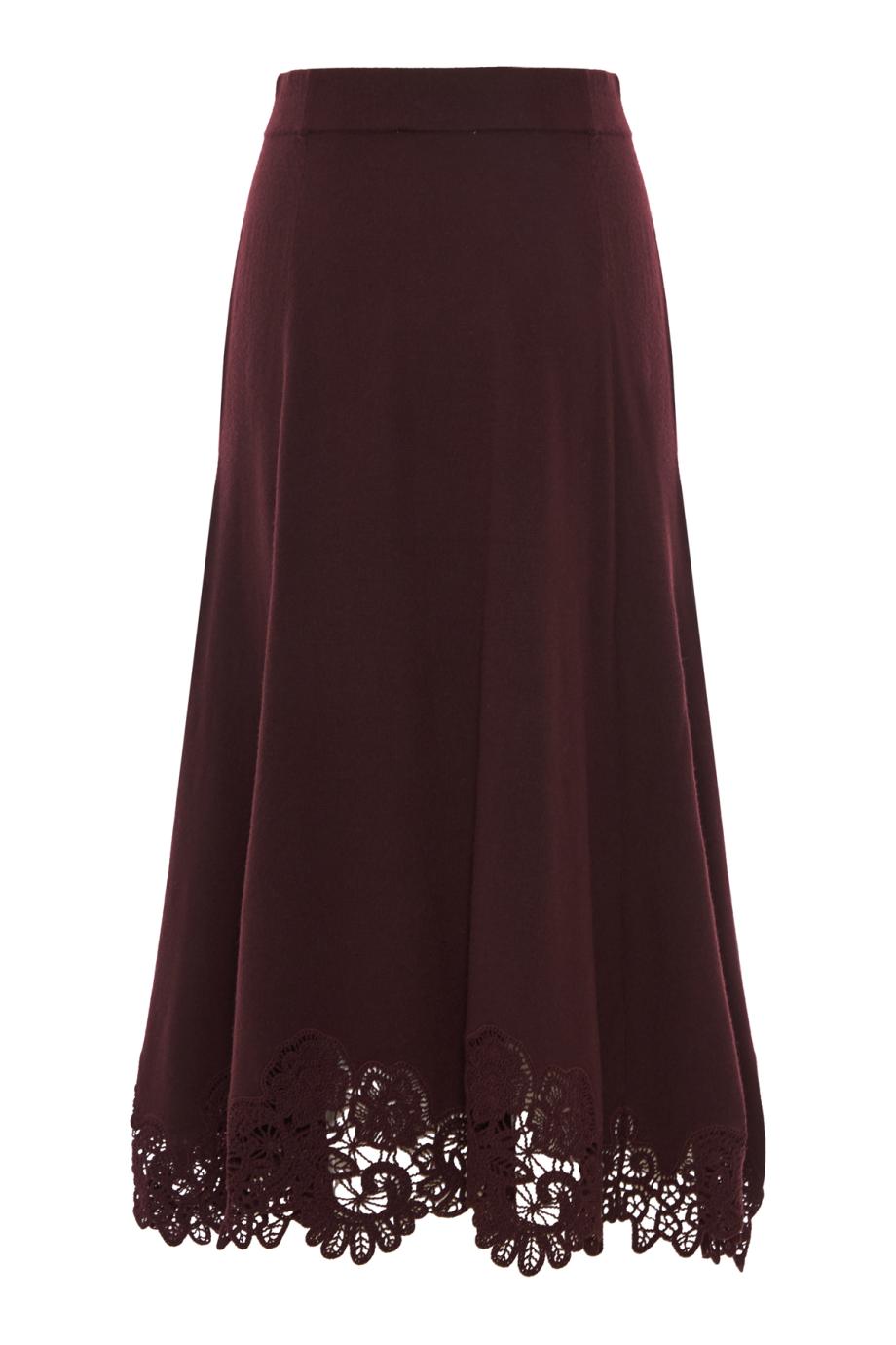 Valiant merino lace midi skirt in mahogany