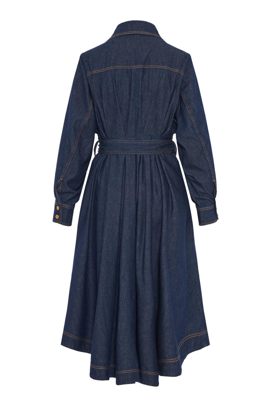 Denim midi shirt dress in harbour blue
