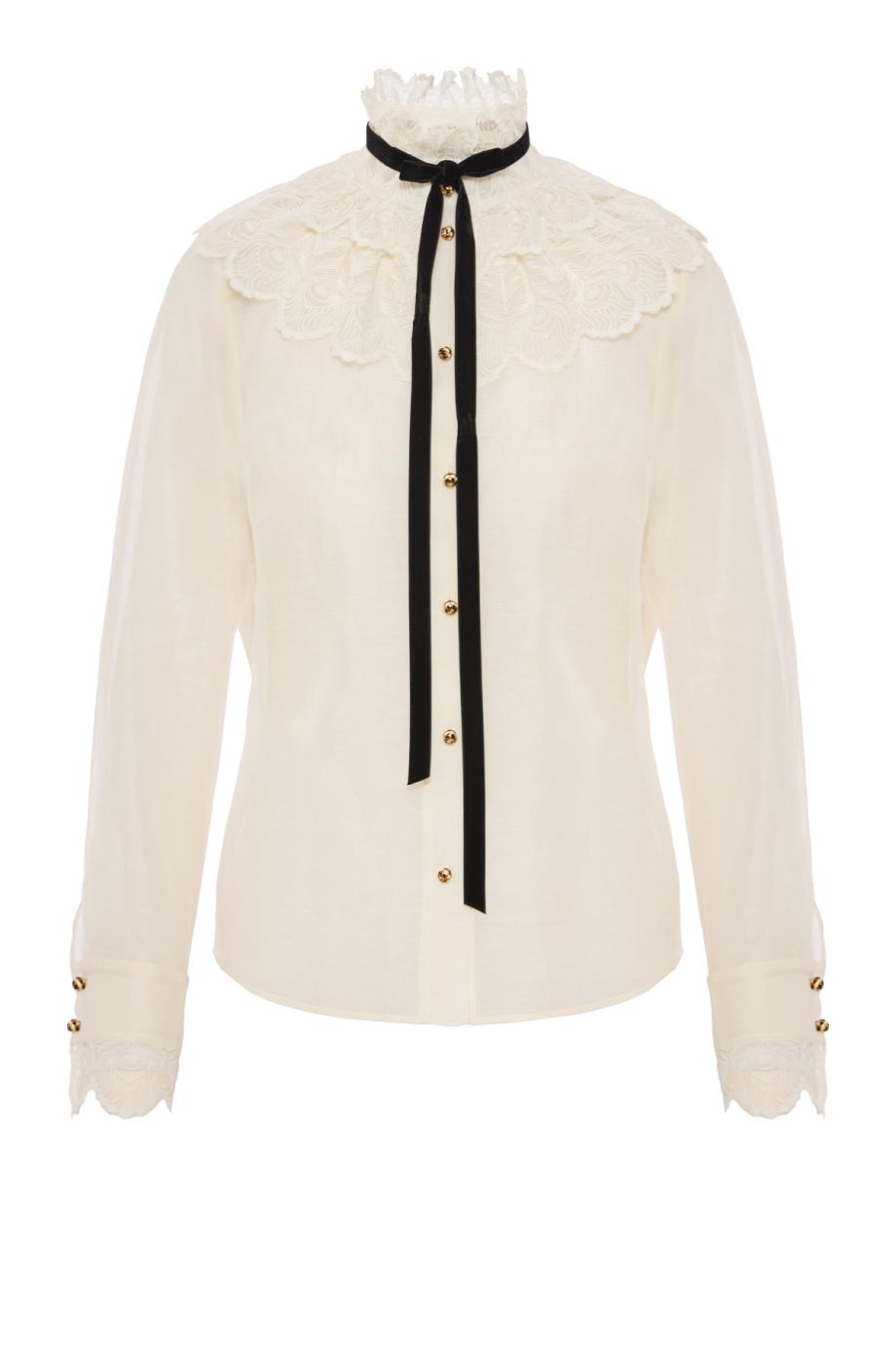 Valiant silk and linen tuxedo blouse in ivory