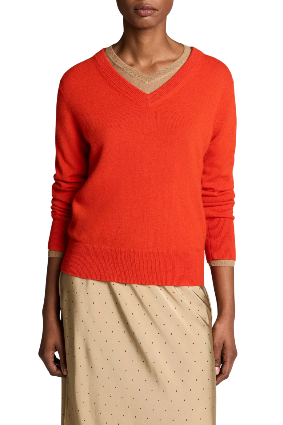 Cashmere V-neck sweater in crimson