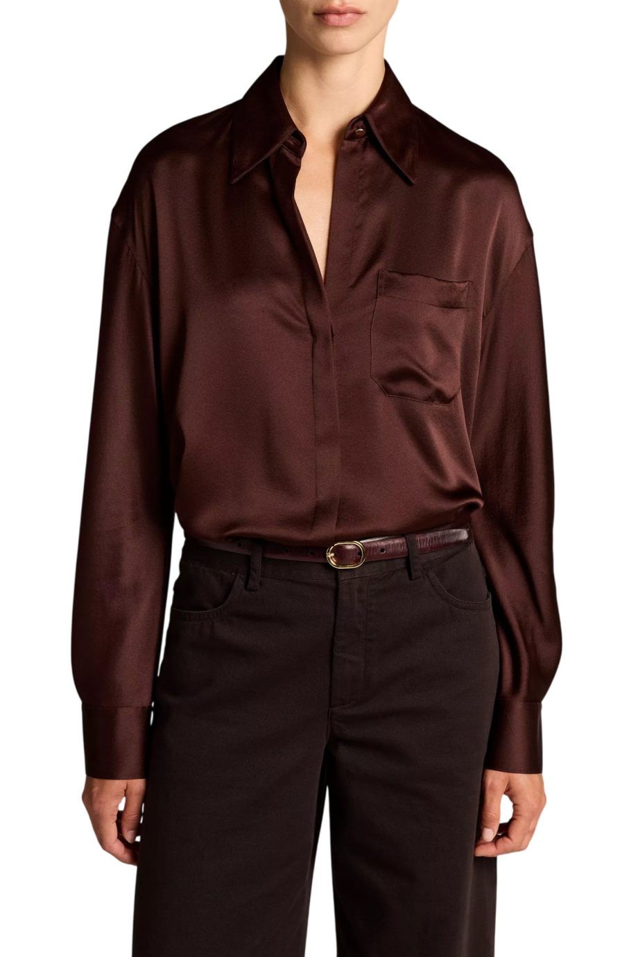 Silk dolman-sleeve blouse in cherrywood