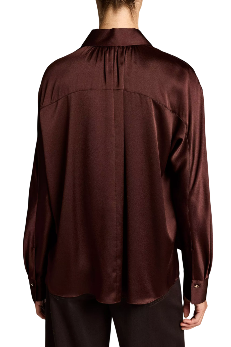 Silk dolman-sleeve blouse in cherrywood