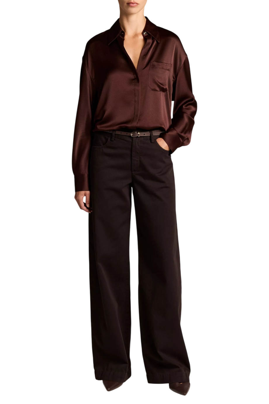 Silk dolman-sleeve blouse in cherrywood