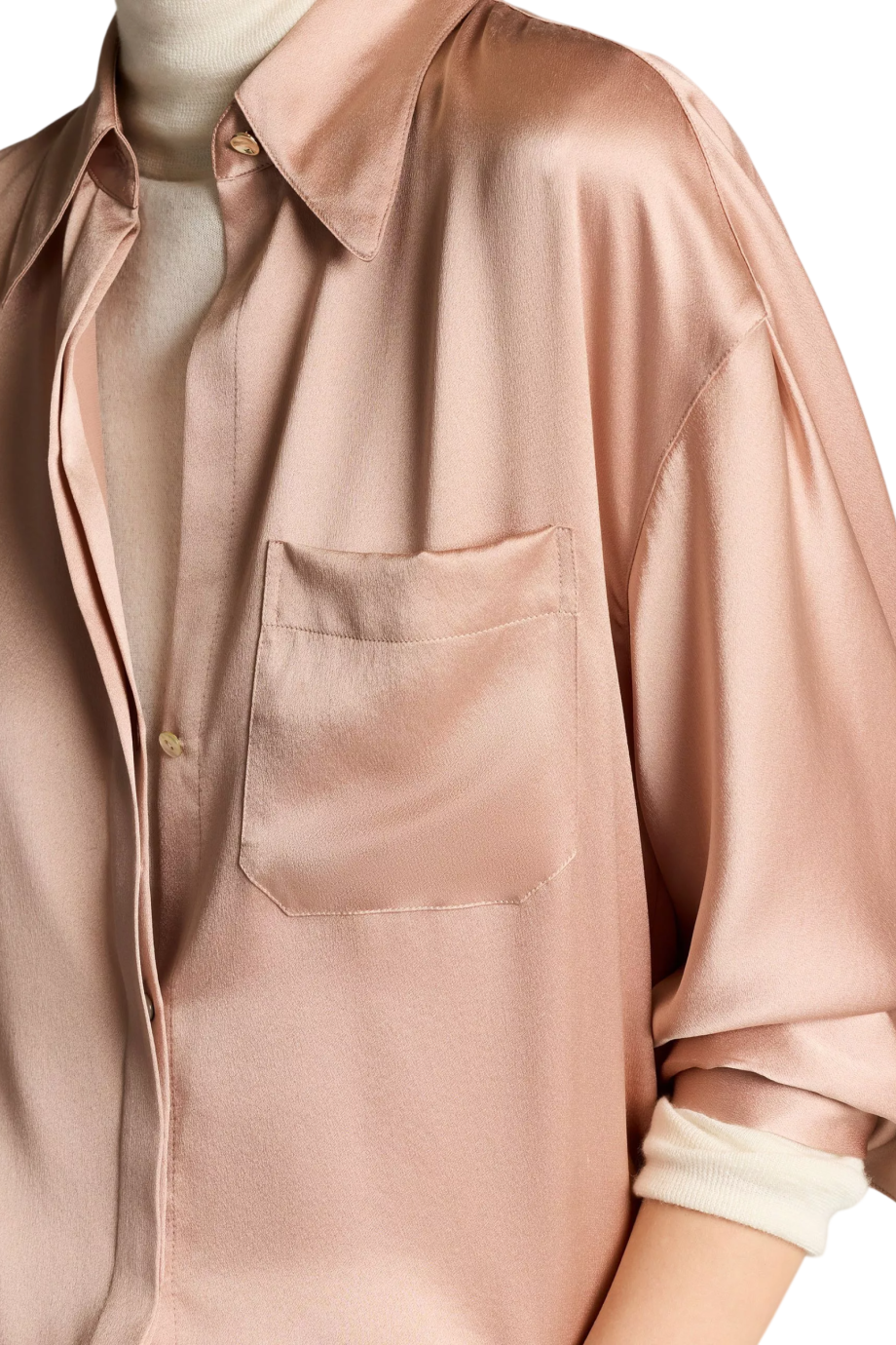 Silk dolman-sleeve blouse in blush