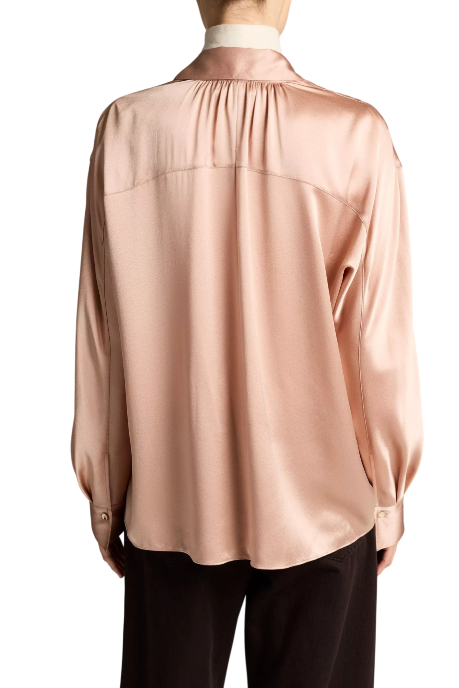 Silk dolman-sleeve blouse in blush