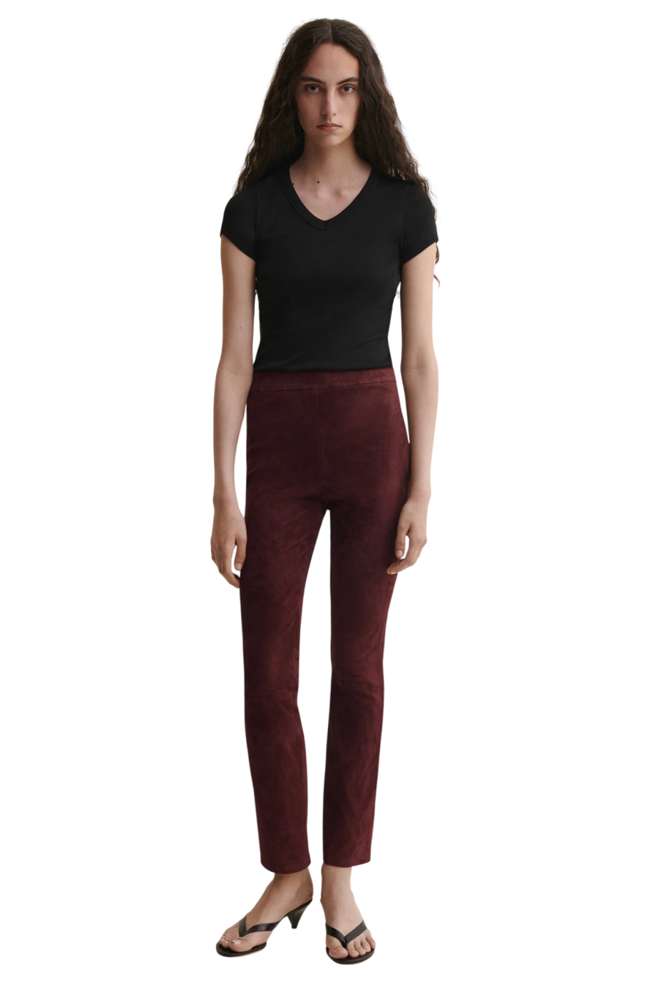 River stretch suede trousers in mahogany