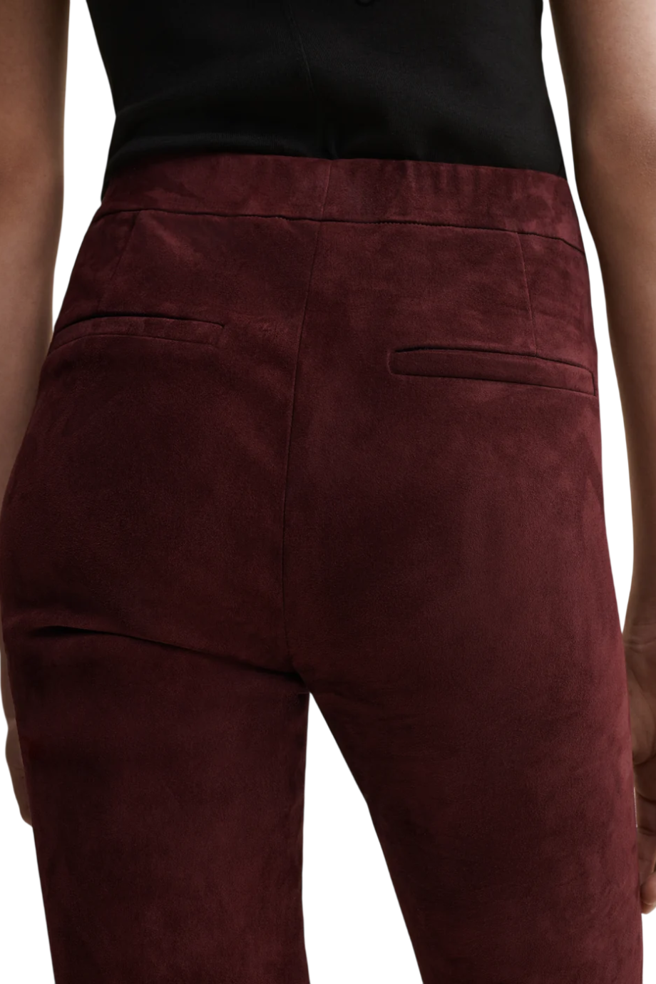 River stretch suede trousers in mahogany