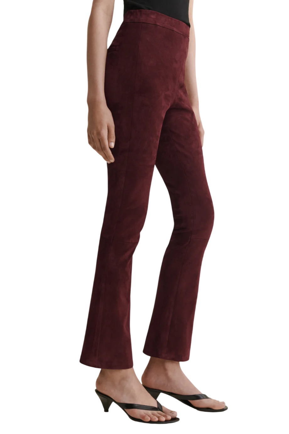 River stretch suede trousers in mahogany