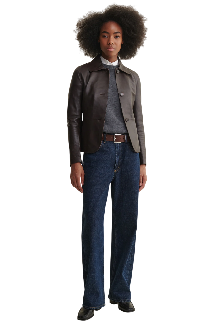 Carmen leather jacket in coffee bean