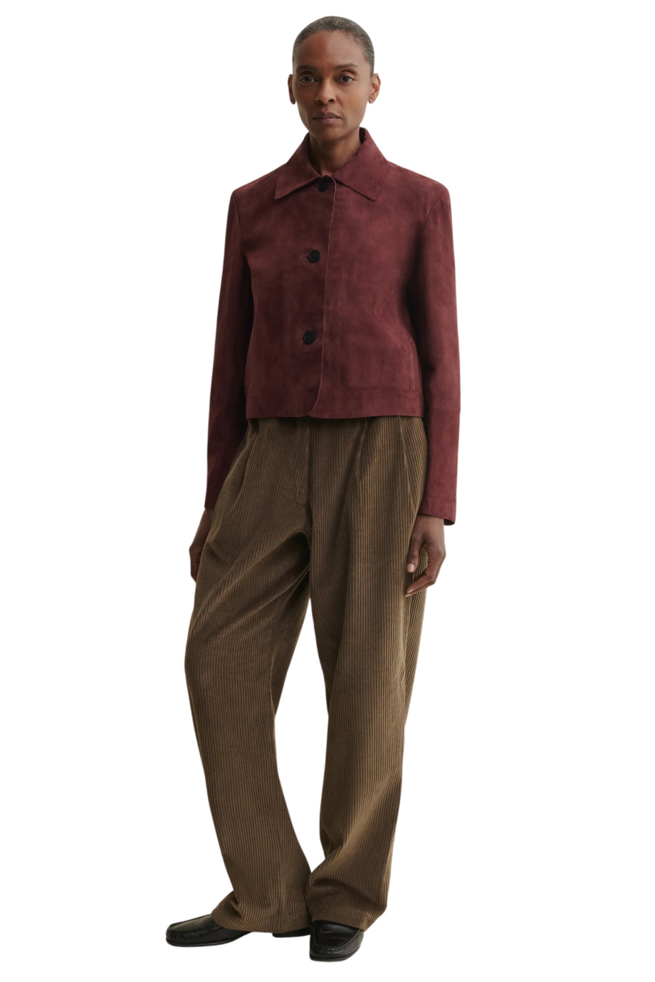 Emy tailored suede jacket in mahogany