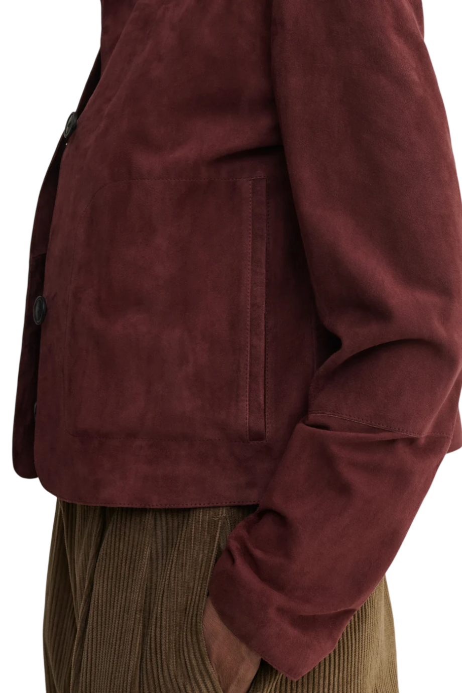 Emy tailored suede jacket in mahogany