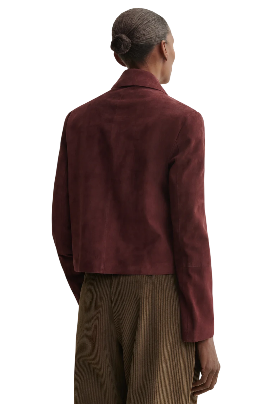 Emy tailored suede jacket in mahogany