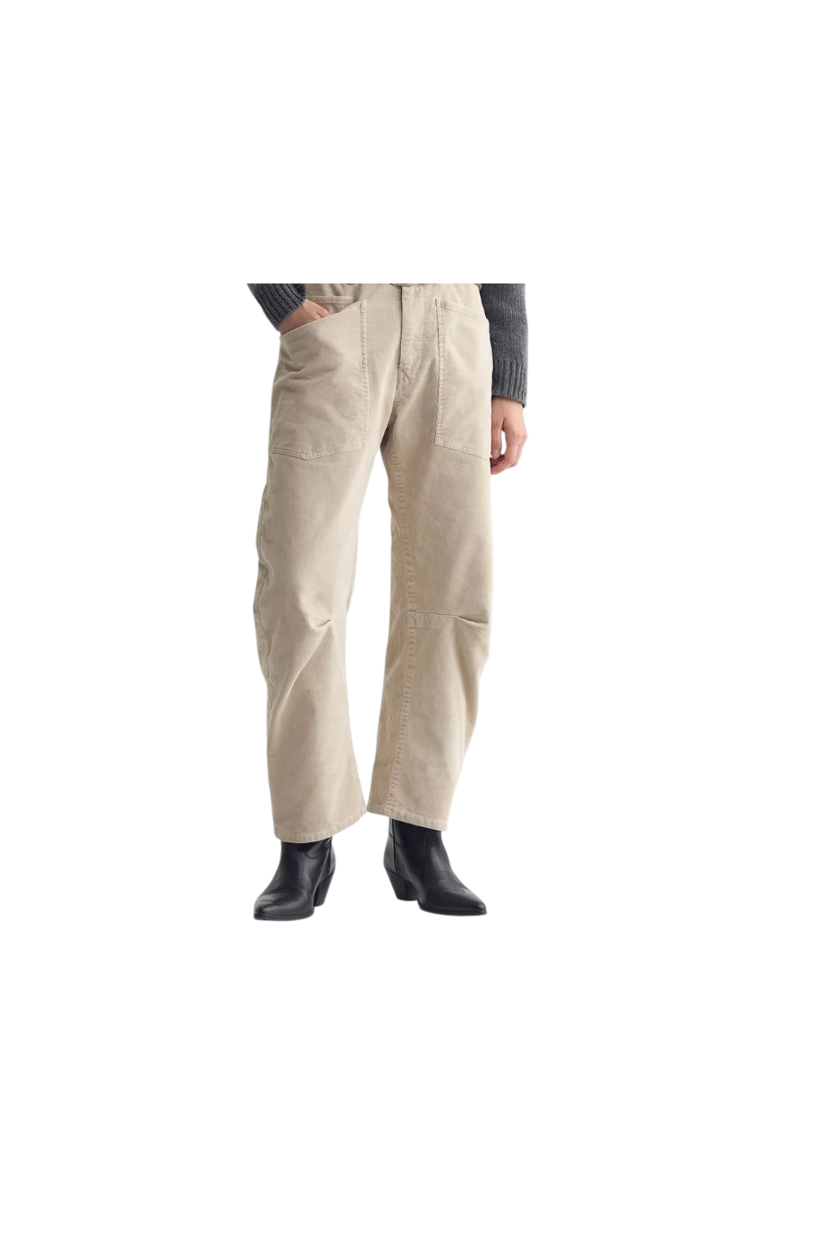 Shon corduroy barrel-leg pants in stone