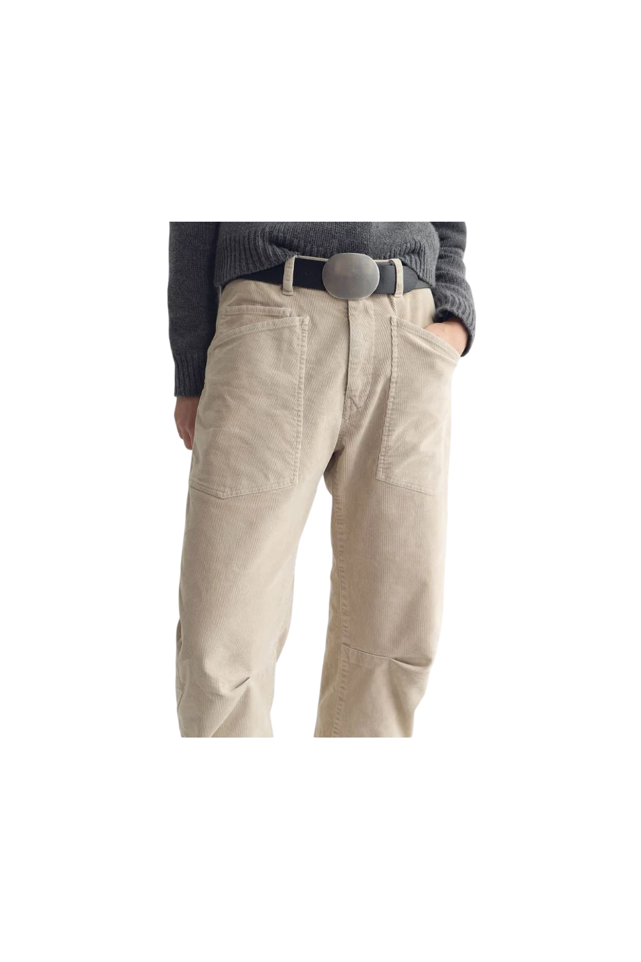 Shon corduroy barrel-leg pants in stone