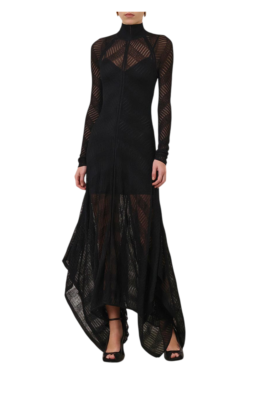 Valiant chevron lace maxi dress in black