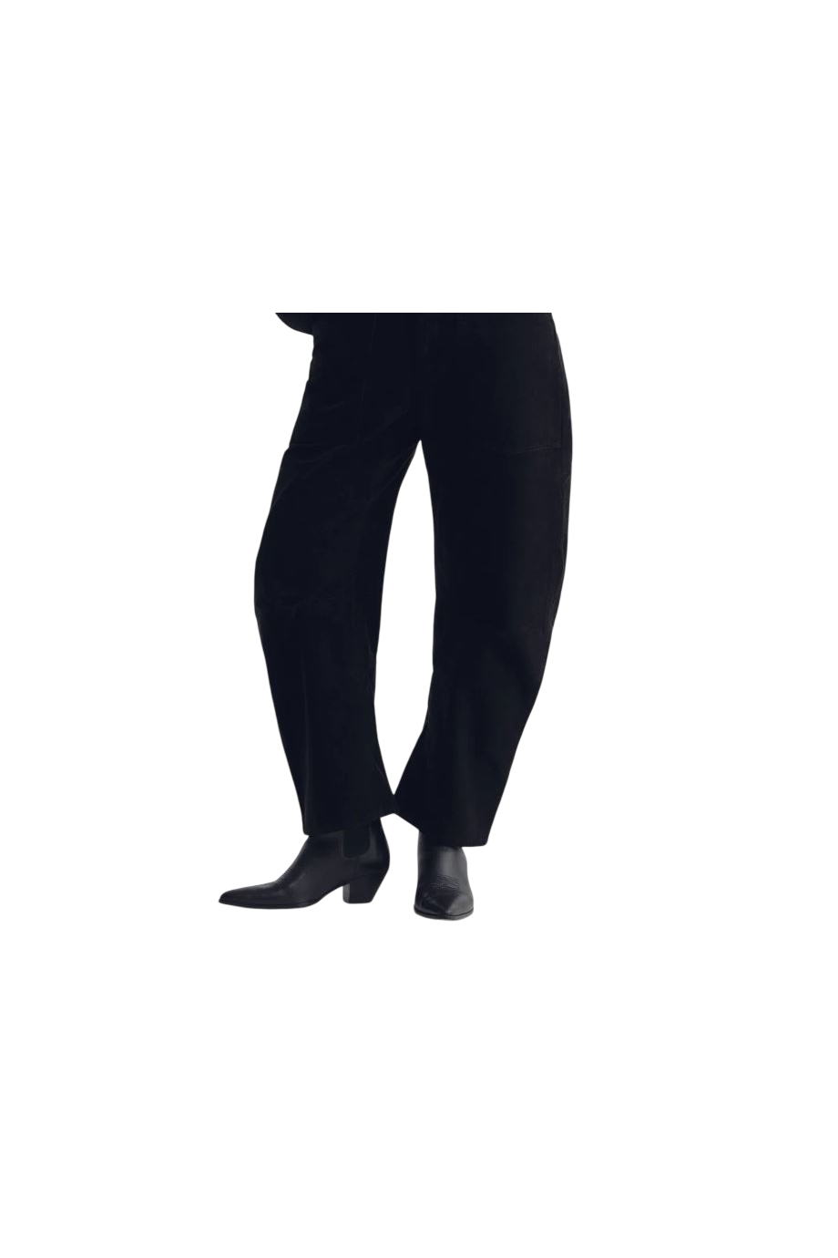 Shon corduroy barrel-leg pants in dark charcoal