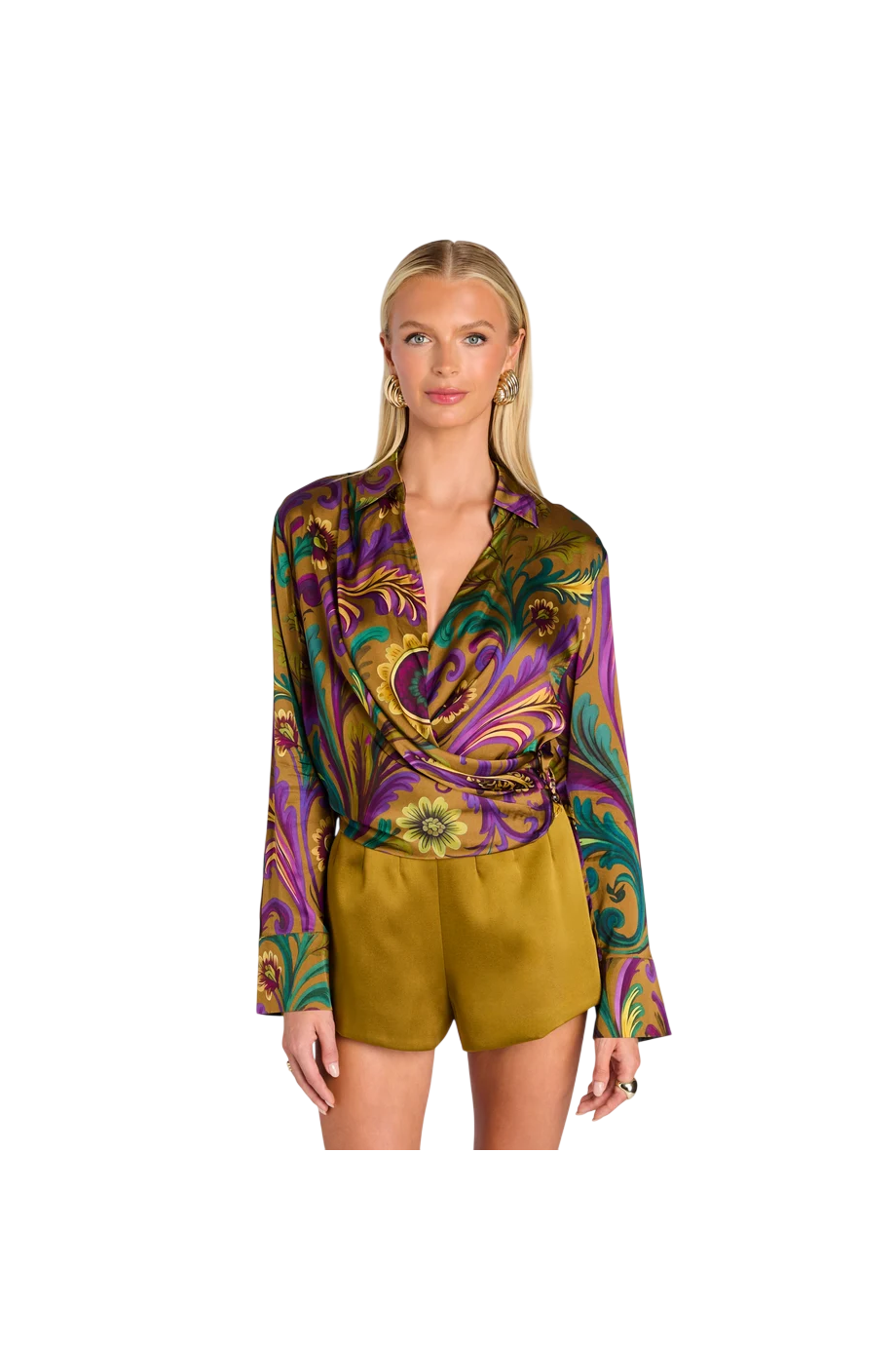 Kourt satin top in ochre