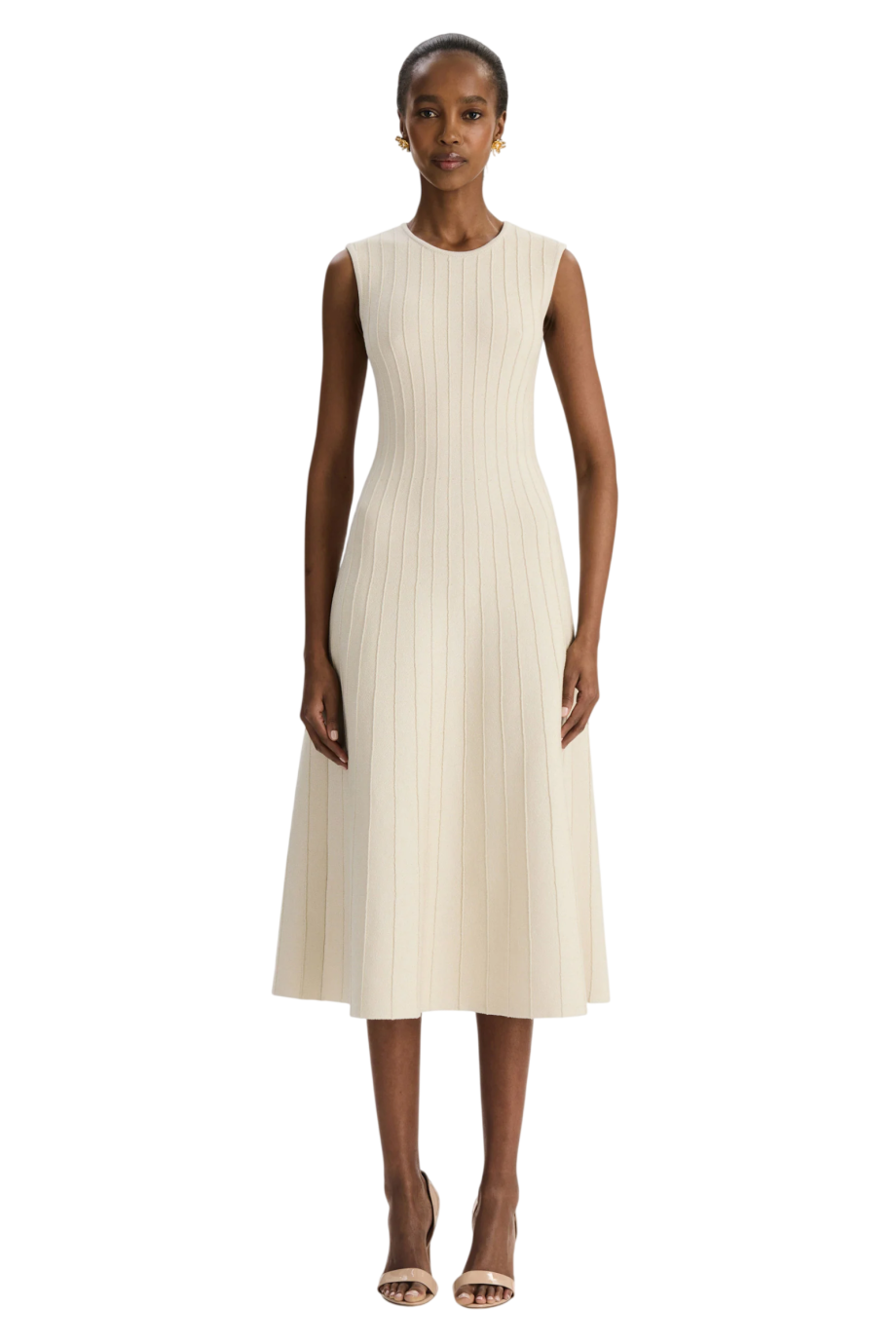 Knit midi dress in ivory