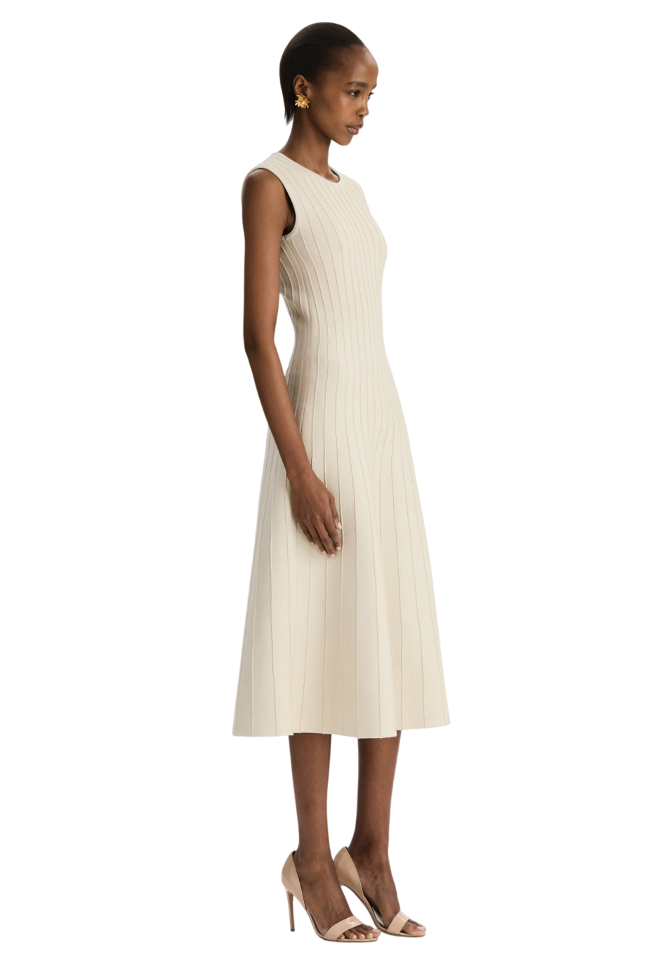 Knit midi dress in ivory