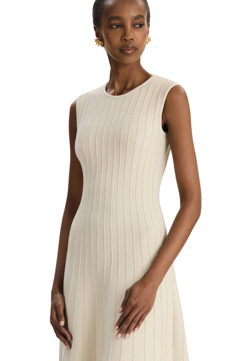 Knit midi dress in ivory