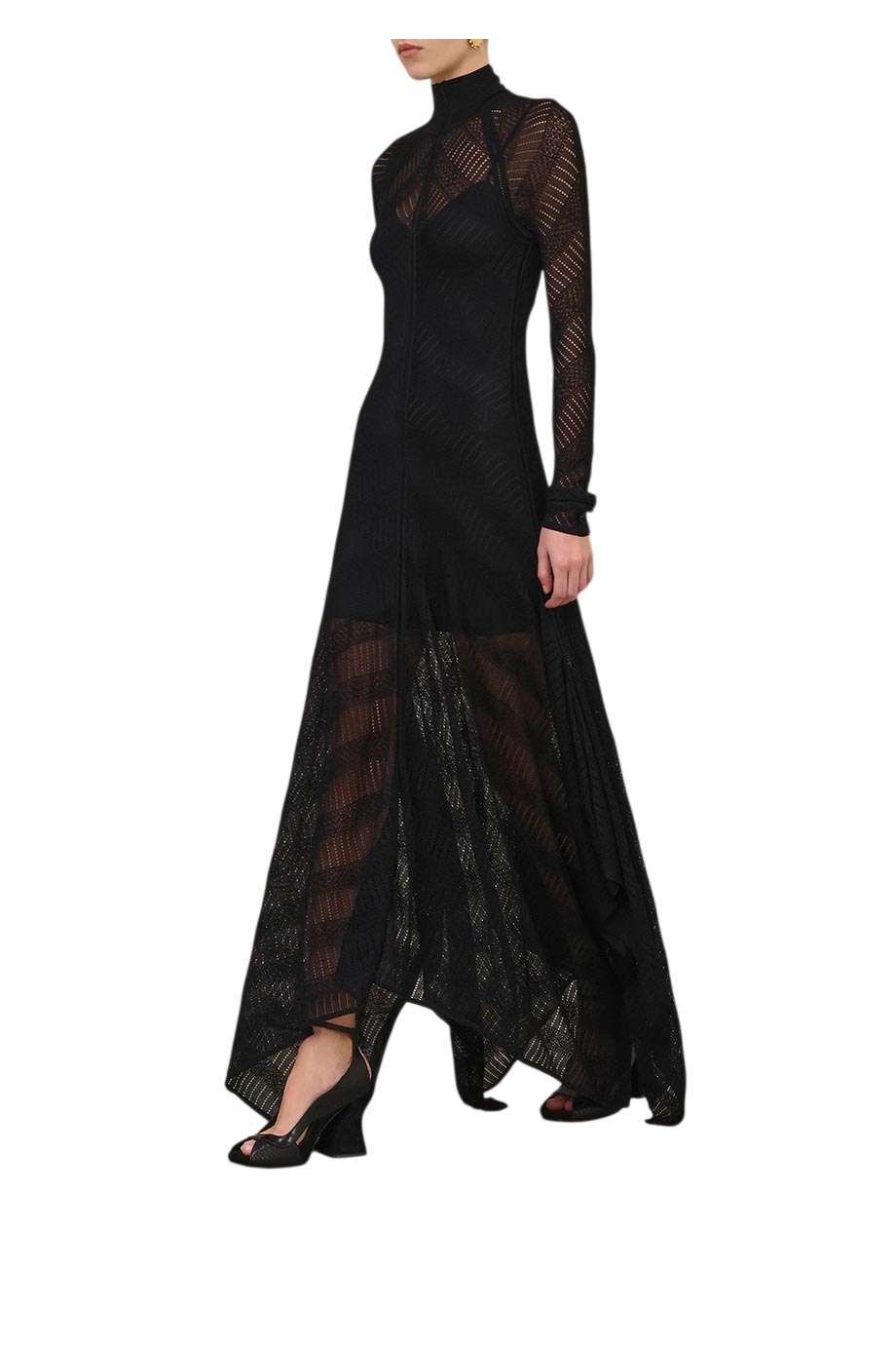 Valiant chevron lace maxi dress in black