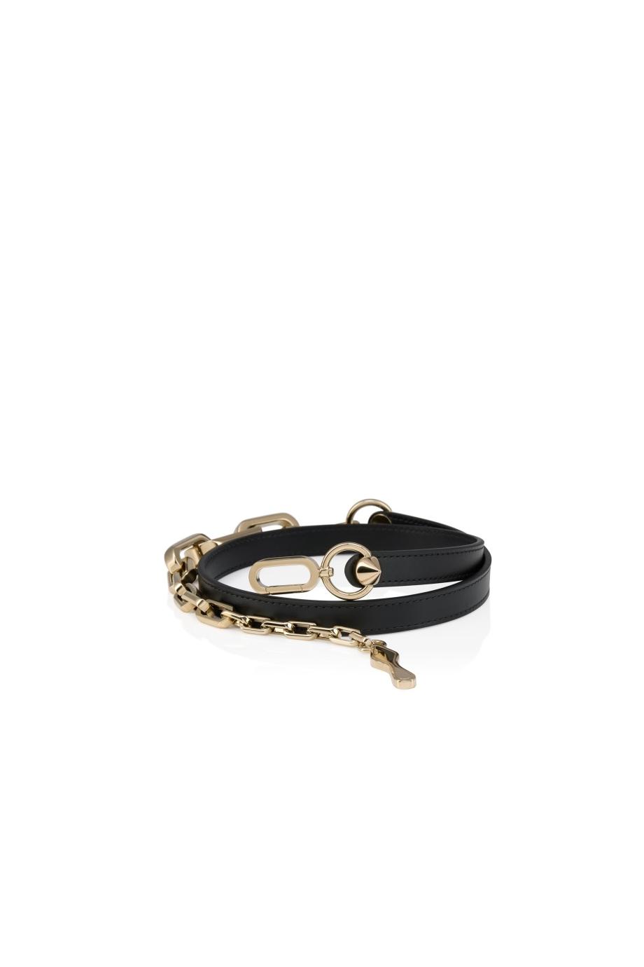 Eva chain-detail leather belt in black