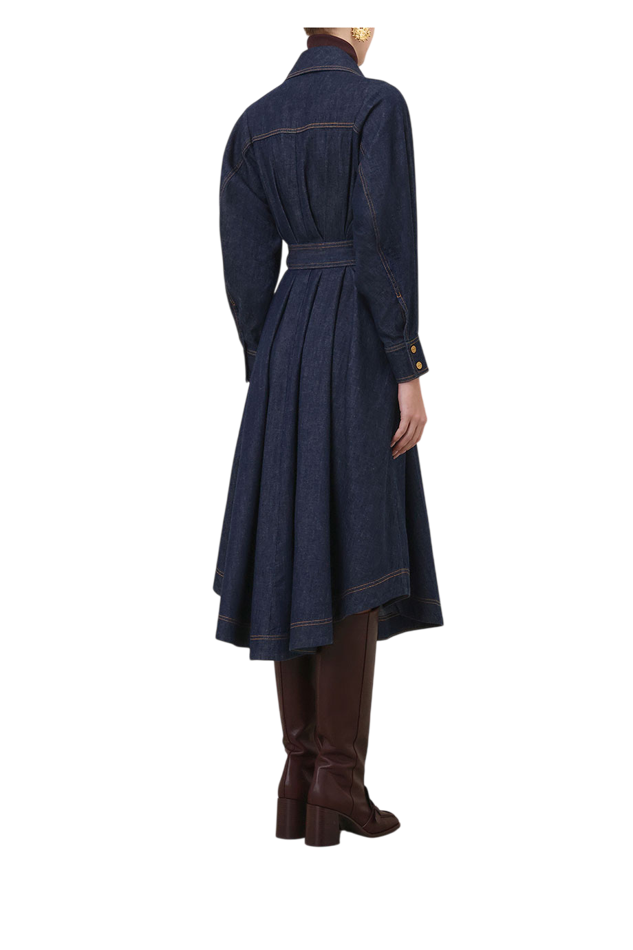 Denim midi shirt dress in harbour blue