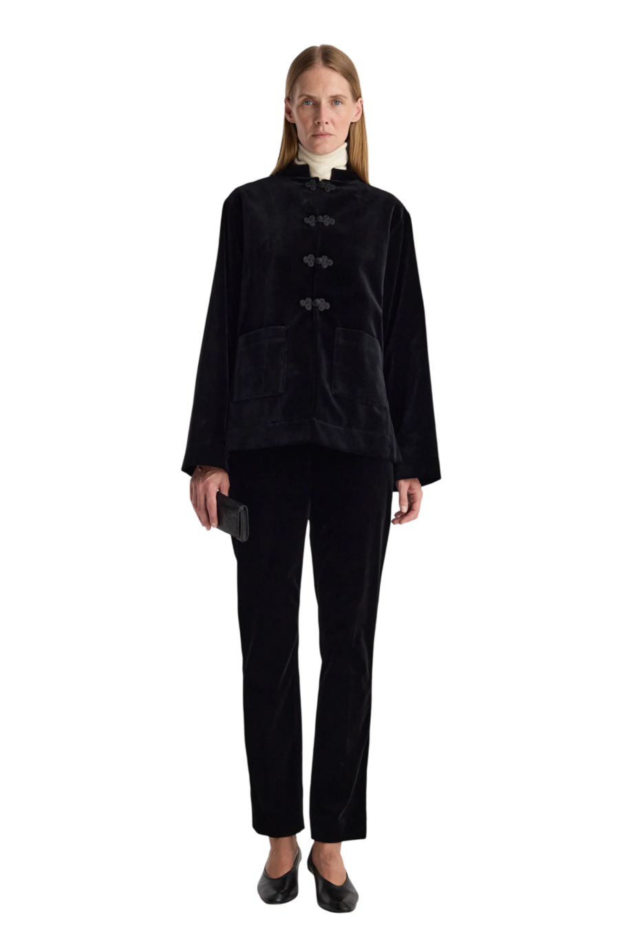 Pankou closure velvet jacket in black