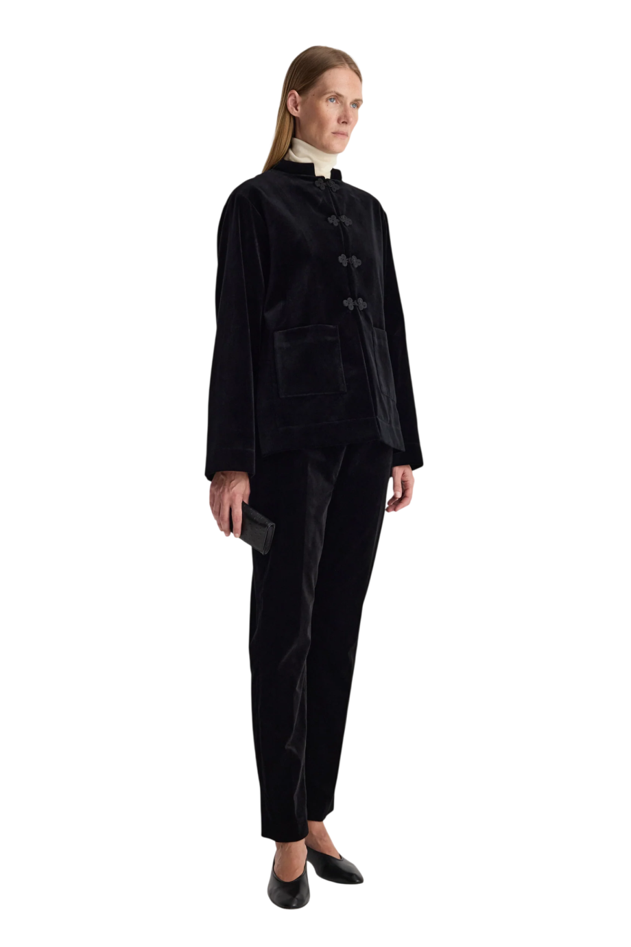 Pankou closure velvet jacket in black