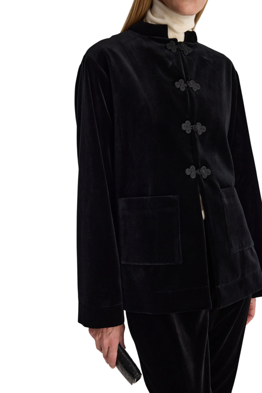 Pankou closure velvet jacket in black