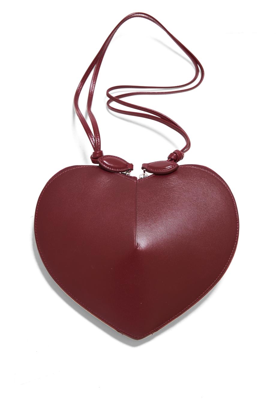 Le Coeur calfskin bag in rouge grenat