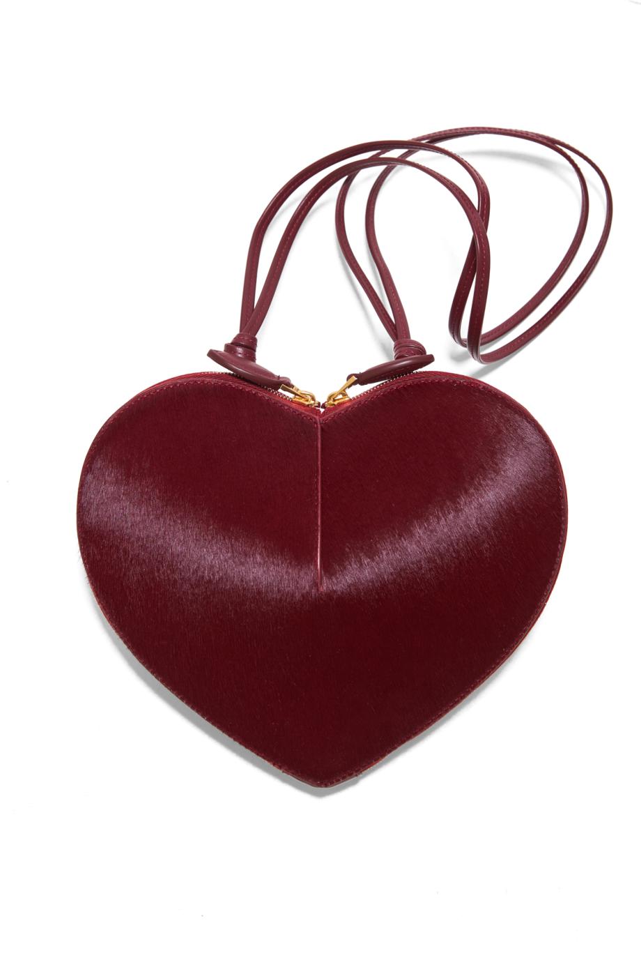 Le Coeur calf-hair bag in cerise