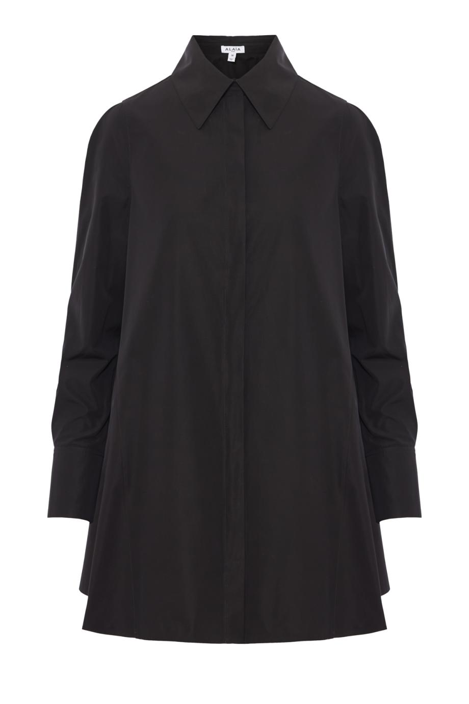 A-line cotton poplin shirt in black