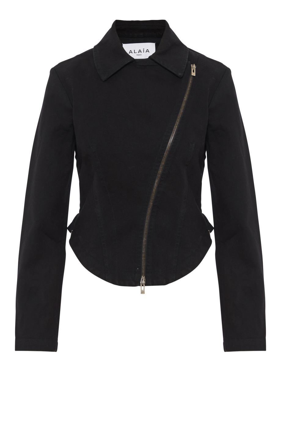 Denim biker jacket in black
