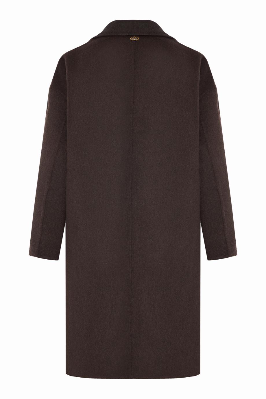 Single-breasted cashmere double-face coat in ebony