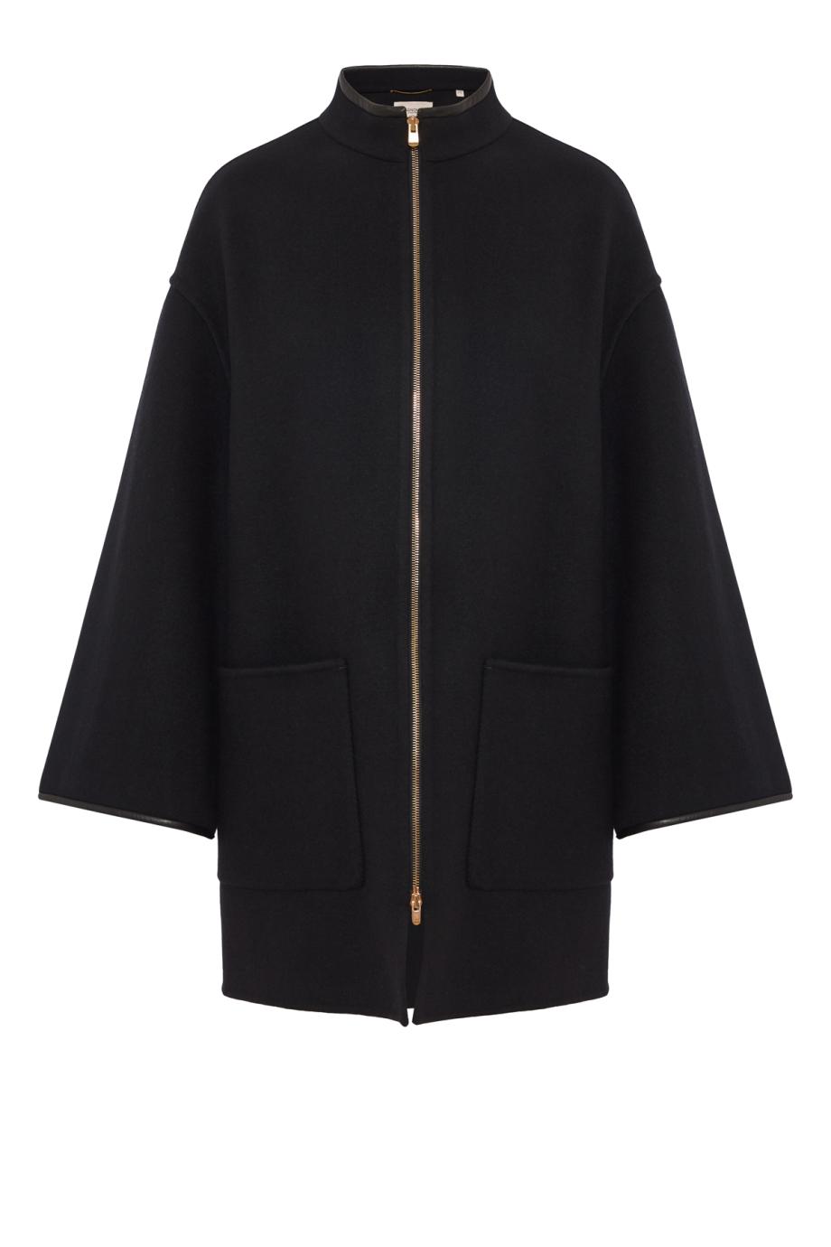 B-Jersey wool and cashmere coat in black