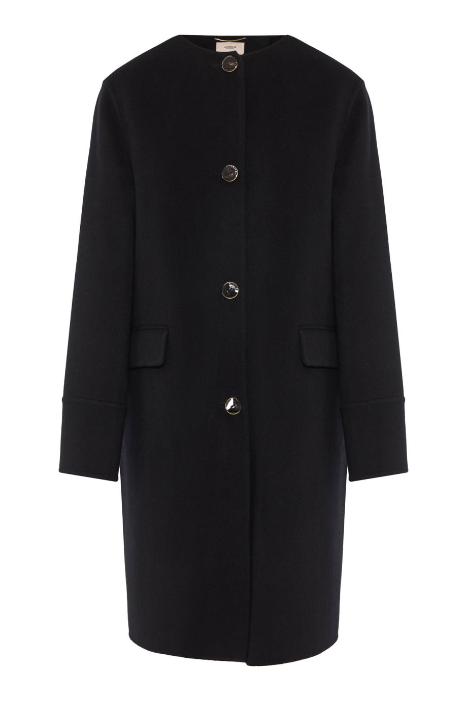 Matt cashmere double-face coat in black