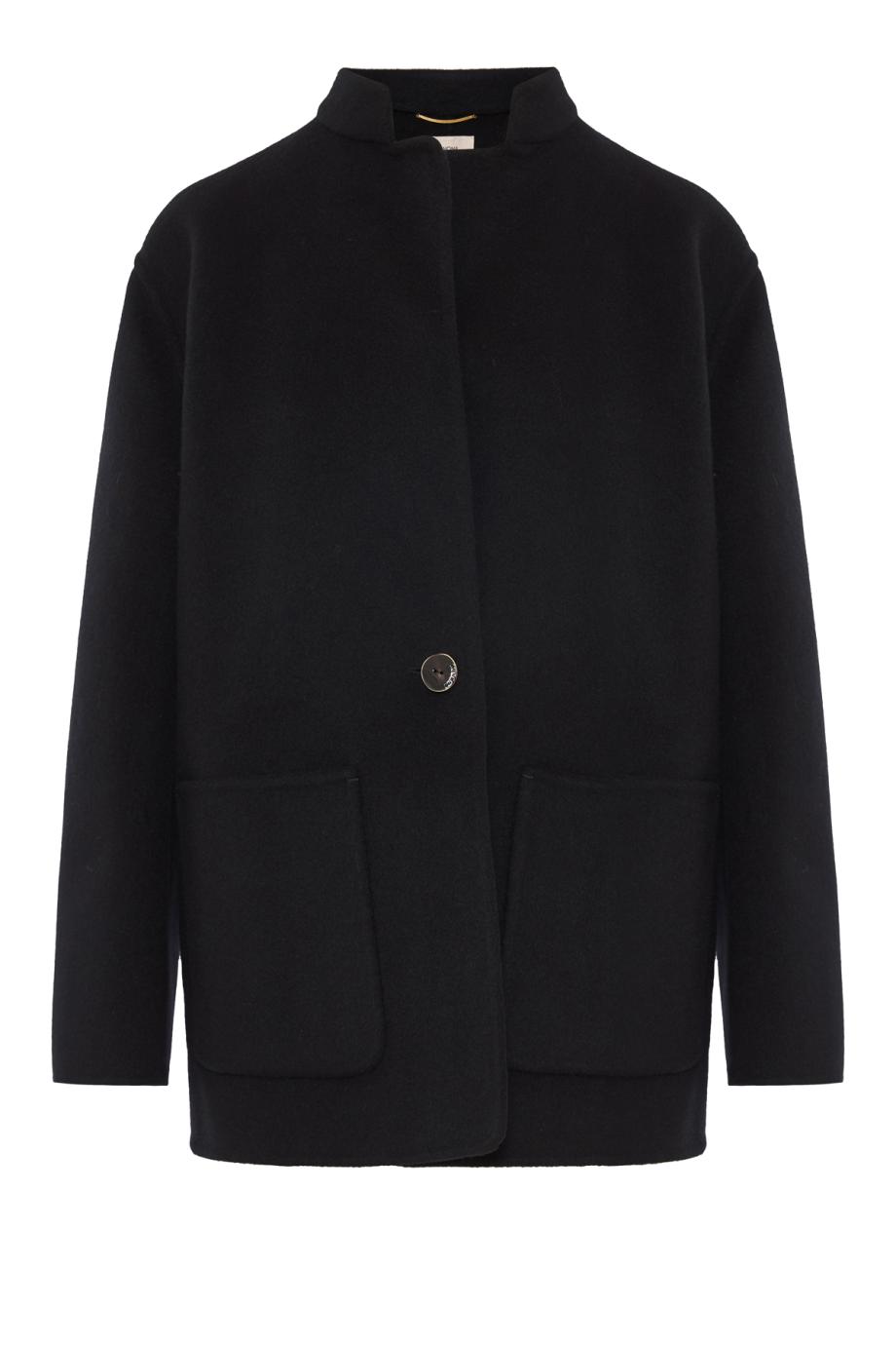 Matt cashmere double-face jacket in black