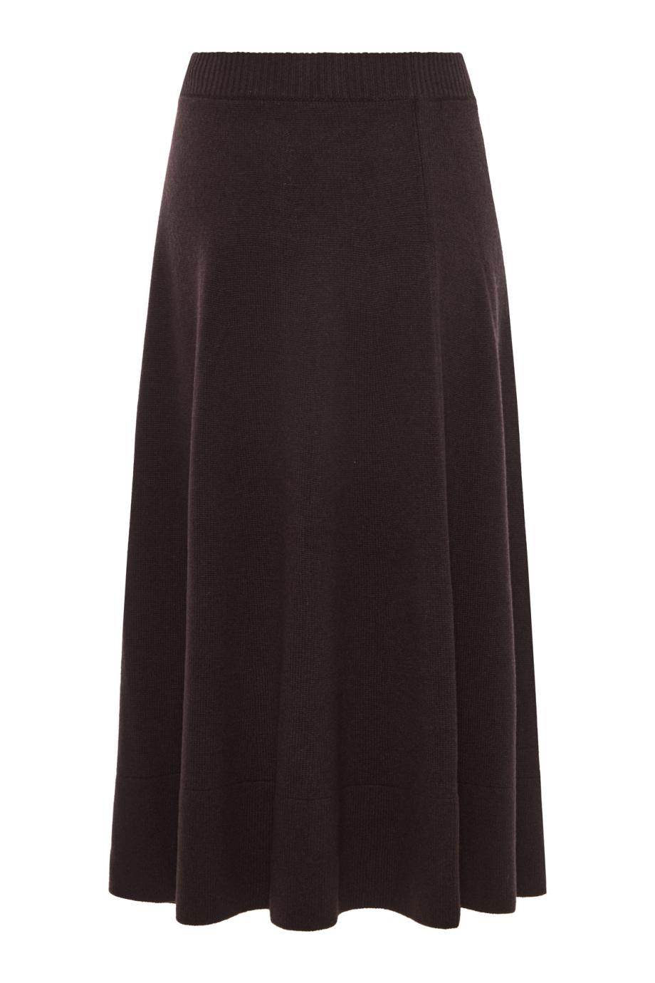 High-waisted cashmere midi skirt in ebony