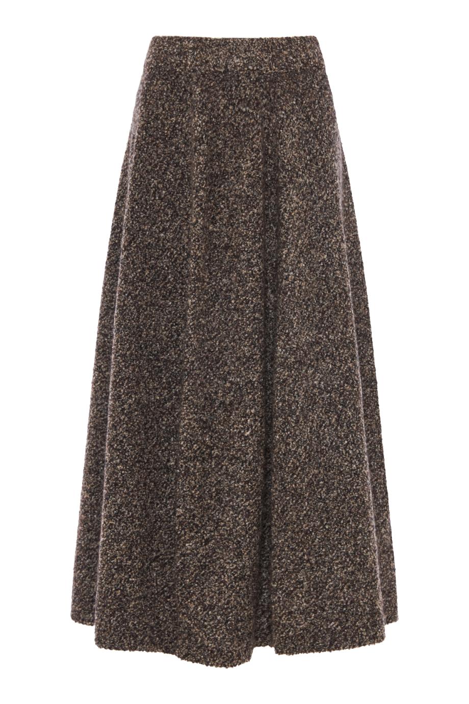 Cocoon bouclé cashmere and silk midi skirt in chocolate