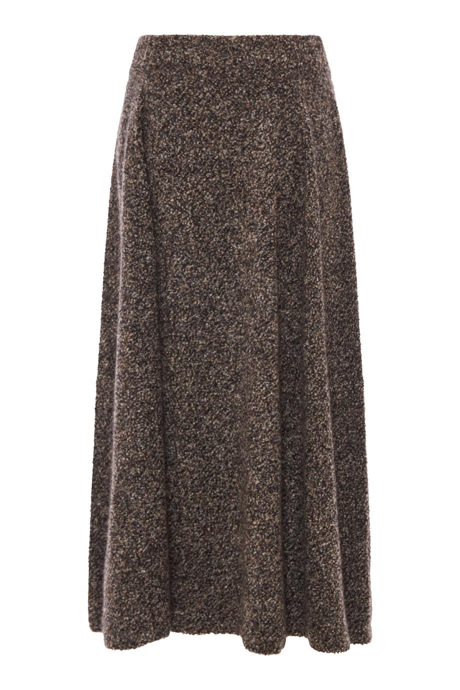 Cocoon bouclé cashmere and silk midi skirt in chocolate