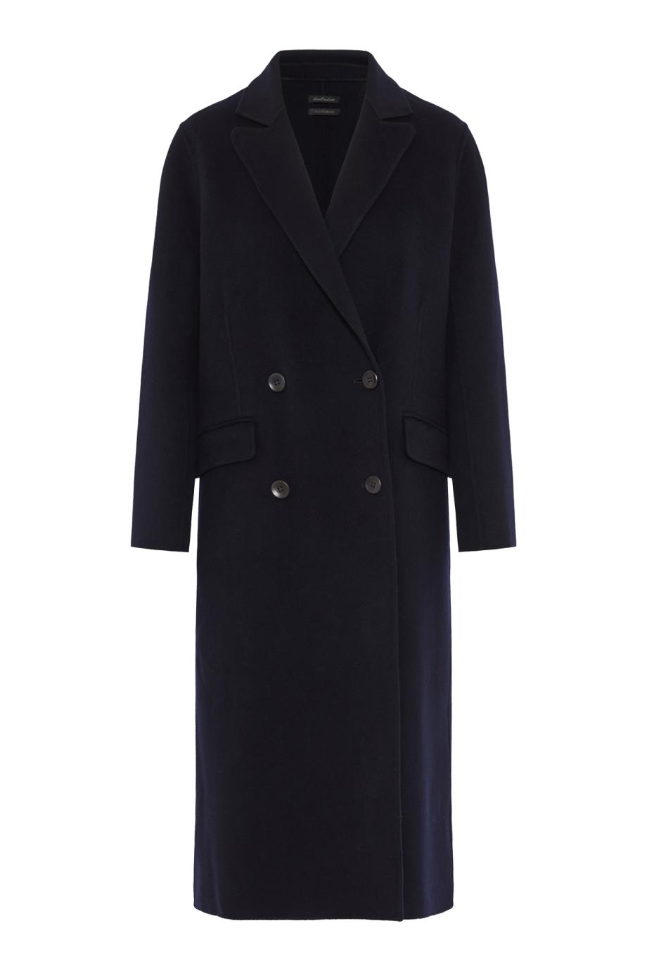 Double-breasted wool coat in navy