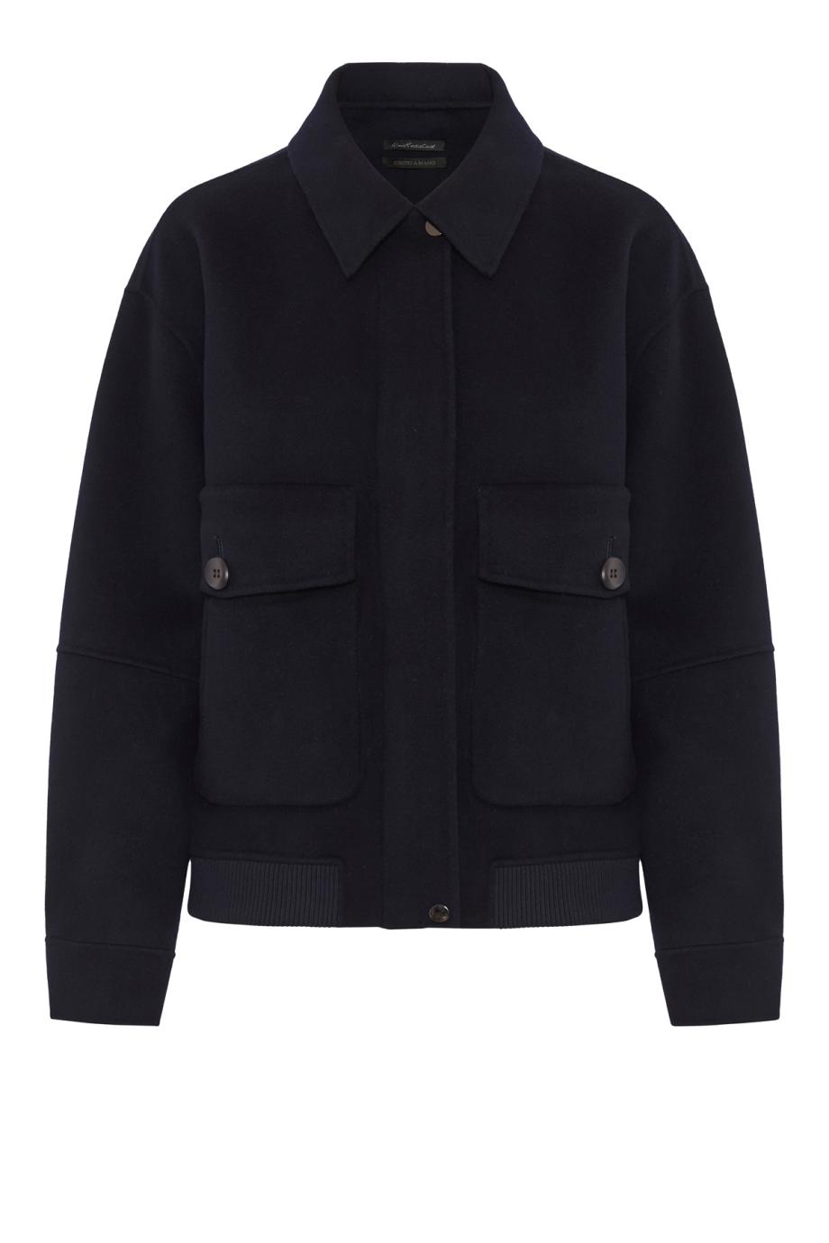 Zip-front wool jacket in navy