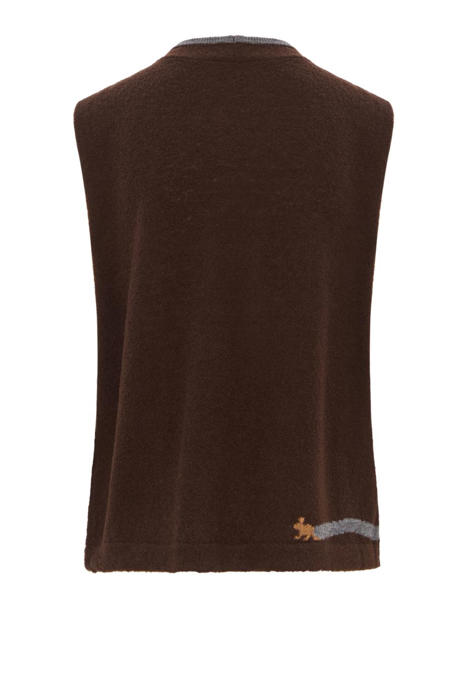 Intarsia knitted wool-blend vest in brown