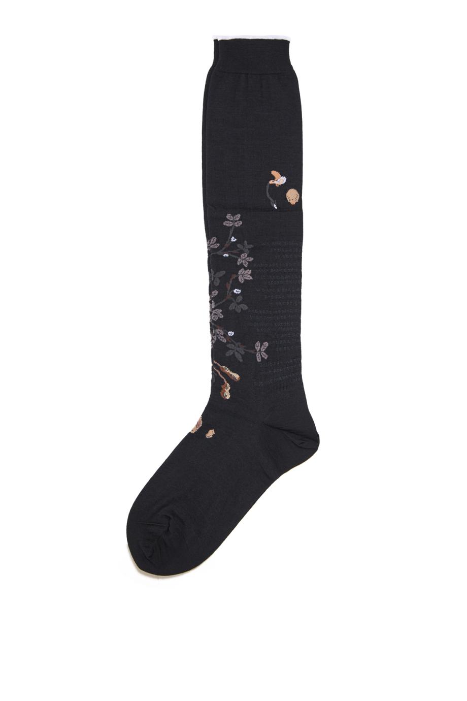 Intarsia wool-blend knee-high socks in black