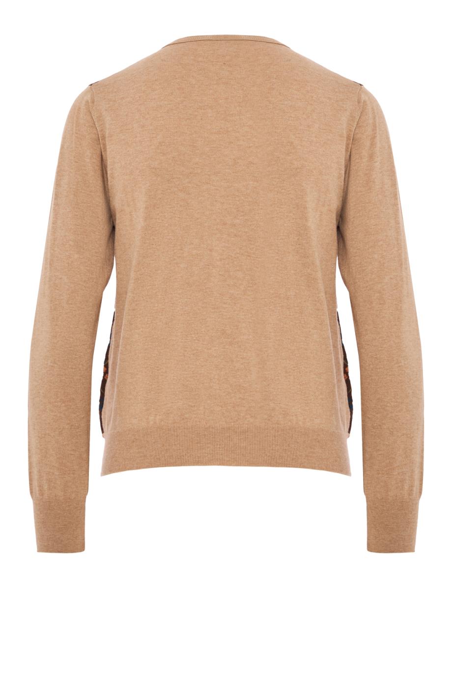 Intarsia knitted cotton and cashmere cardigan in brown