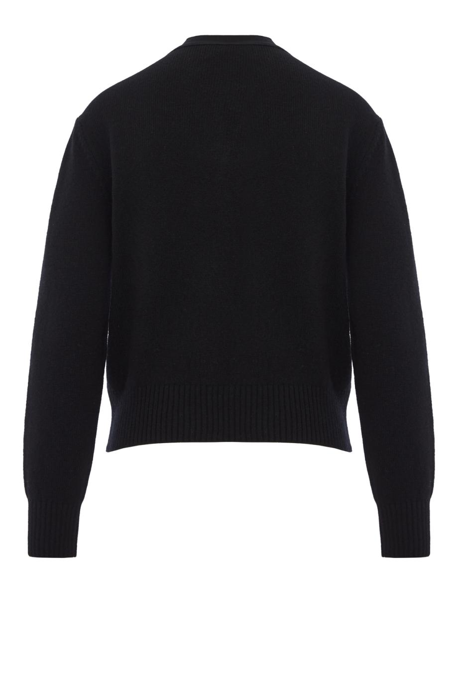 Intarsia knitted wool cardigan in black