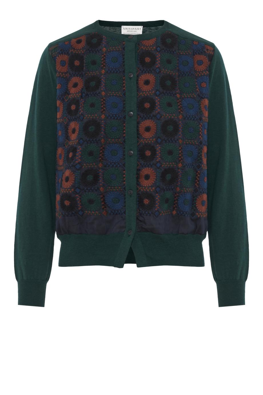 Embroidered cotton and cashmere cardigan in green