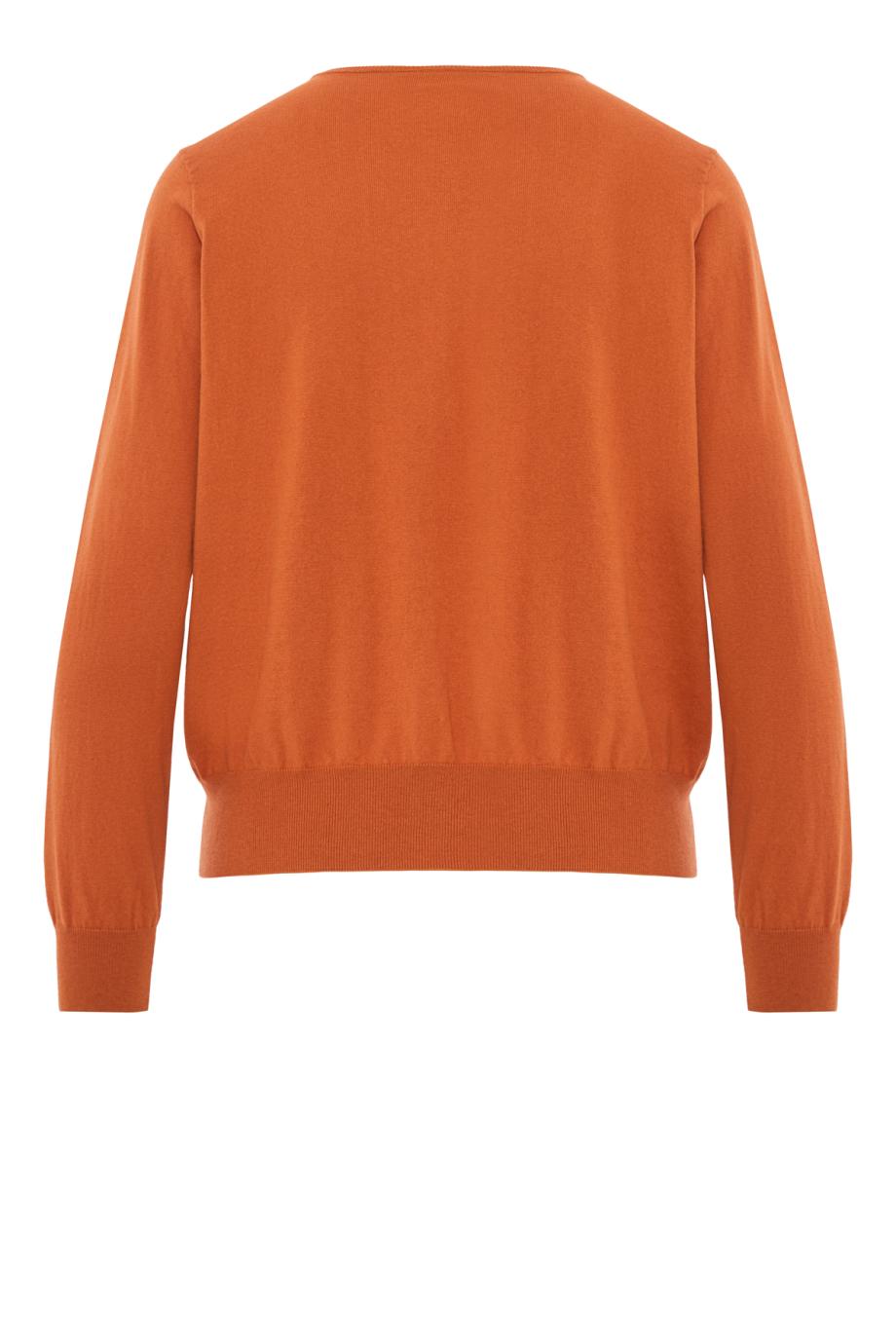 Embroidered cotton and cashmere cardigan in orange